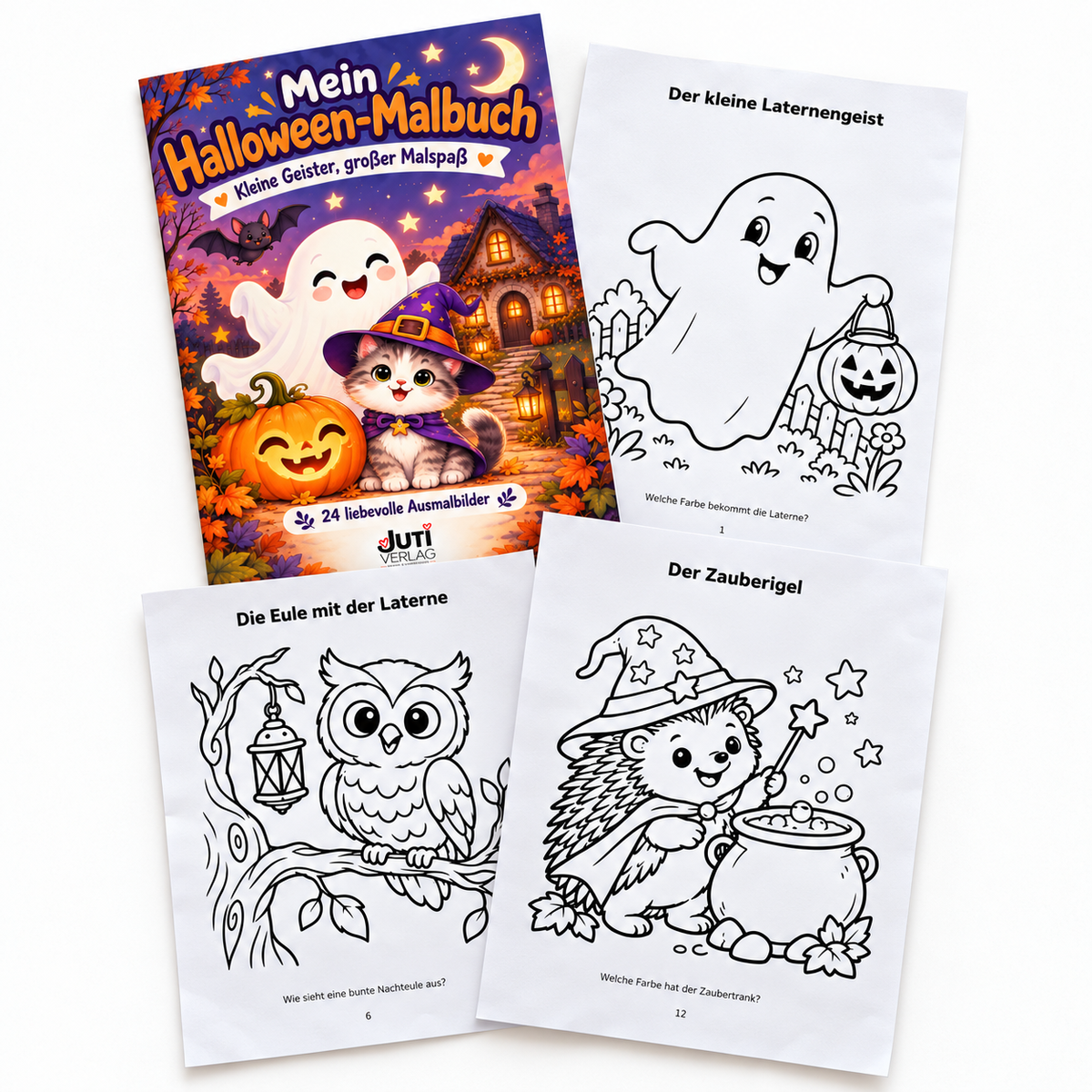 Mein Halloween-Malbuch – 24 niedliche Ausmalbilder für Mädchen und Jungen von 4 bis 8 Jahren.