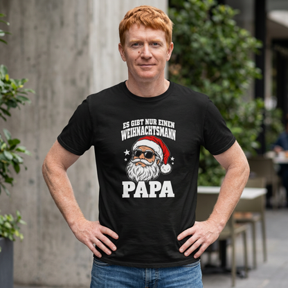 Weihnachts-T-Shirt für Papa – „Es gibt nur einen Weihnachtsmann – Papa“ | Schwarz
