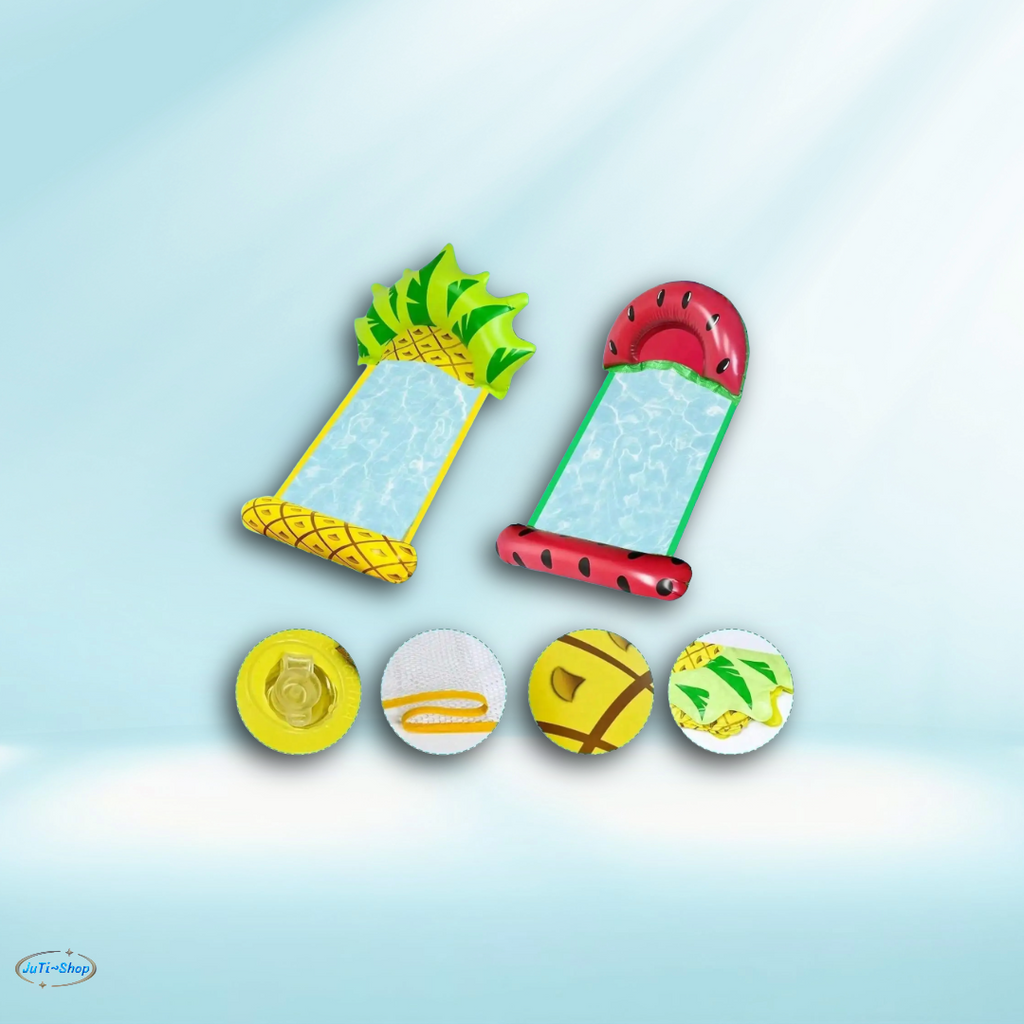Fruchtmatratze luftmatratze Wasserhängematte Aufblasbar Pool – Faltbare Pool Liege & Schwimmhammock aus PVC – Premium Pool Luftmatratze & Schwimmsessel für Erwachsene & Kinder – Perfekt für Pool, Strand & Urlaub