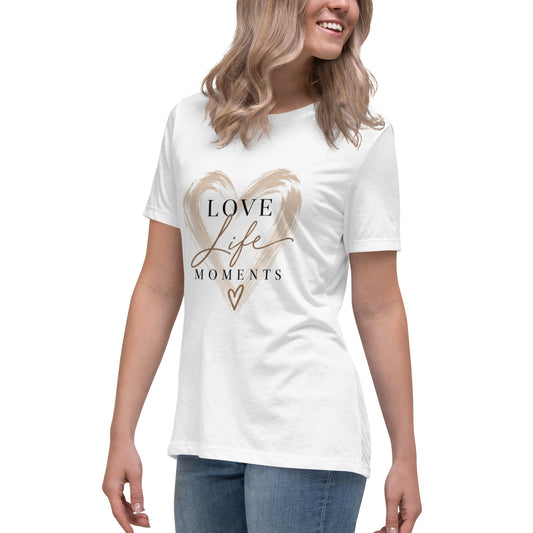 Damen T-Shirt „Love Life Moments“ – Statement Shirt mit Herz